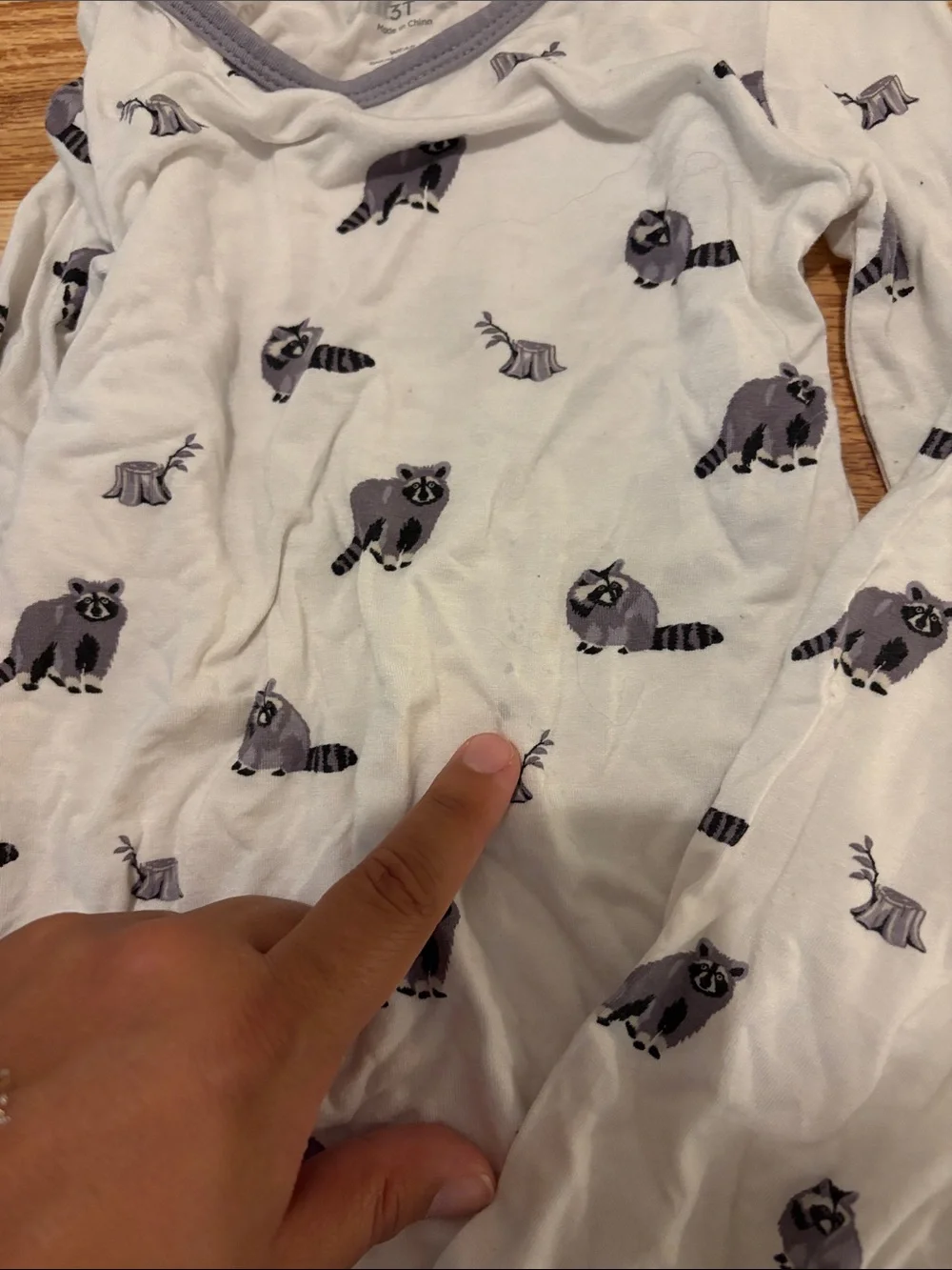 Kyte Baby Kids Long Sleeve Pajama Top Set 3T Raccoon Print Bamboo
